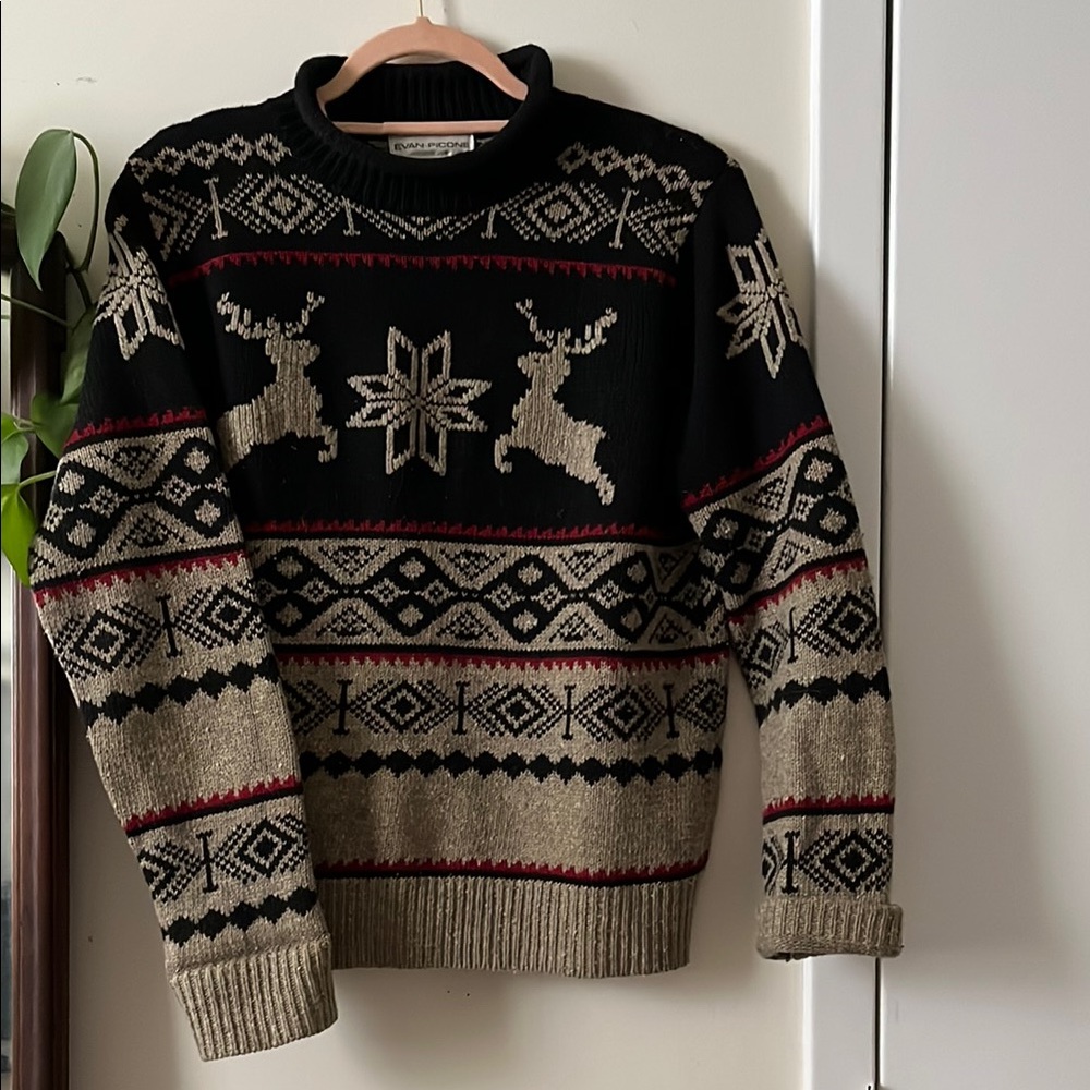 Black and Tan Patterned Sweater